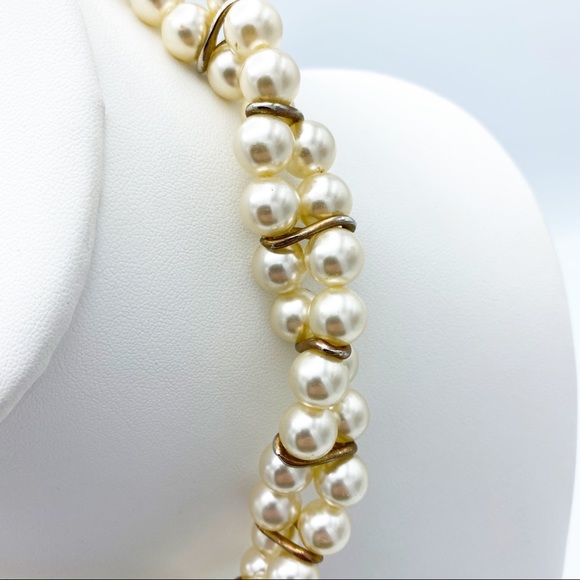 Champagne Faux Pearl Twisted Collar Necklace Vintage Inspired Necklace - Picture 9 of 10